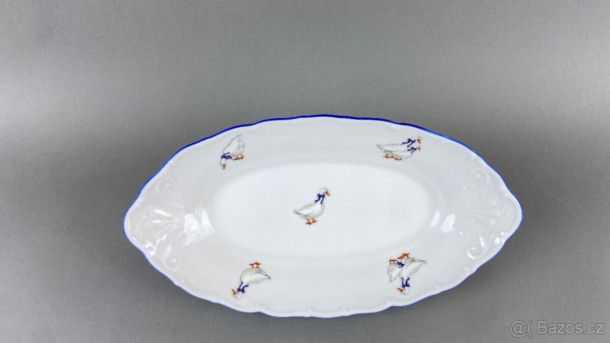 Mísa porcelán husy, modrá linka, Moritz Zdekauer - 2