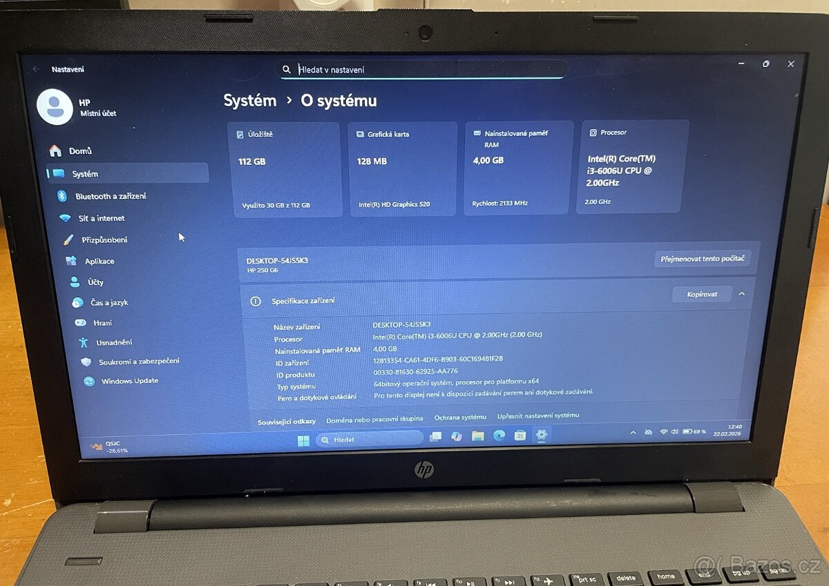 HP 250 G6 - i3-6006u - 2