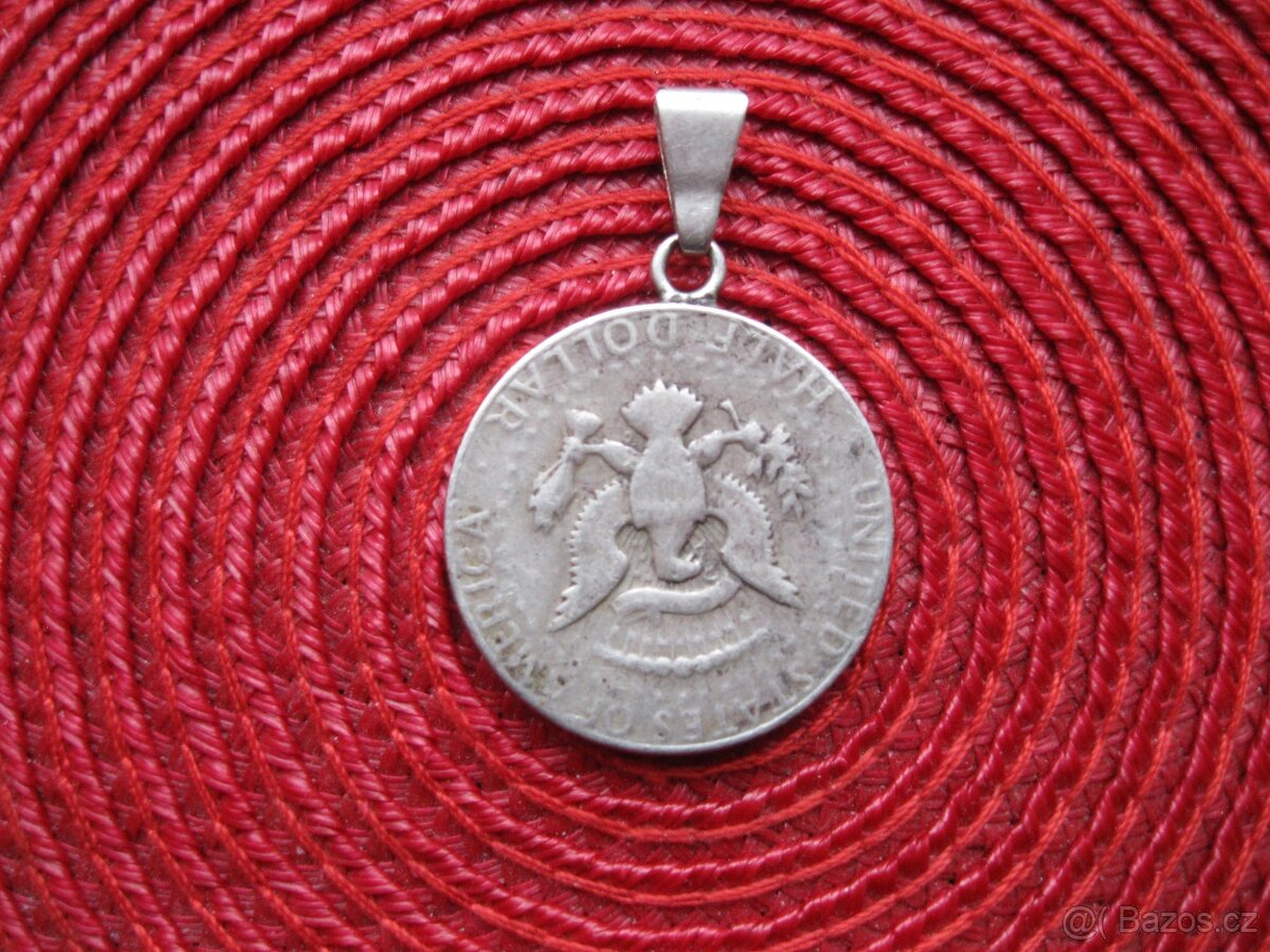 Kennedy Half Dollar 1969 D - stříbro -  přívěšek - 2