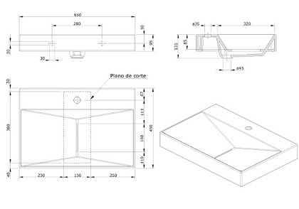 Umyvadlo FLUX 650 x 450 x 135 - 2