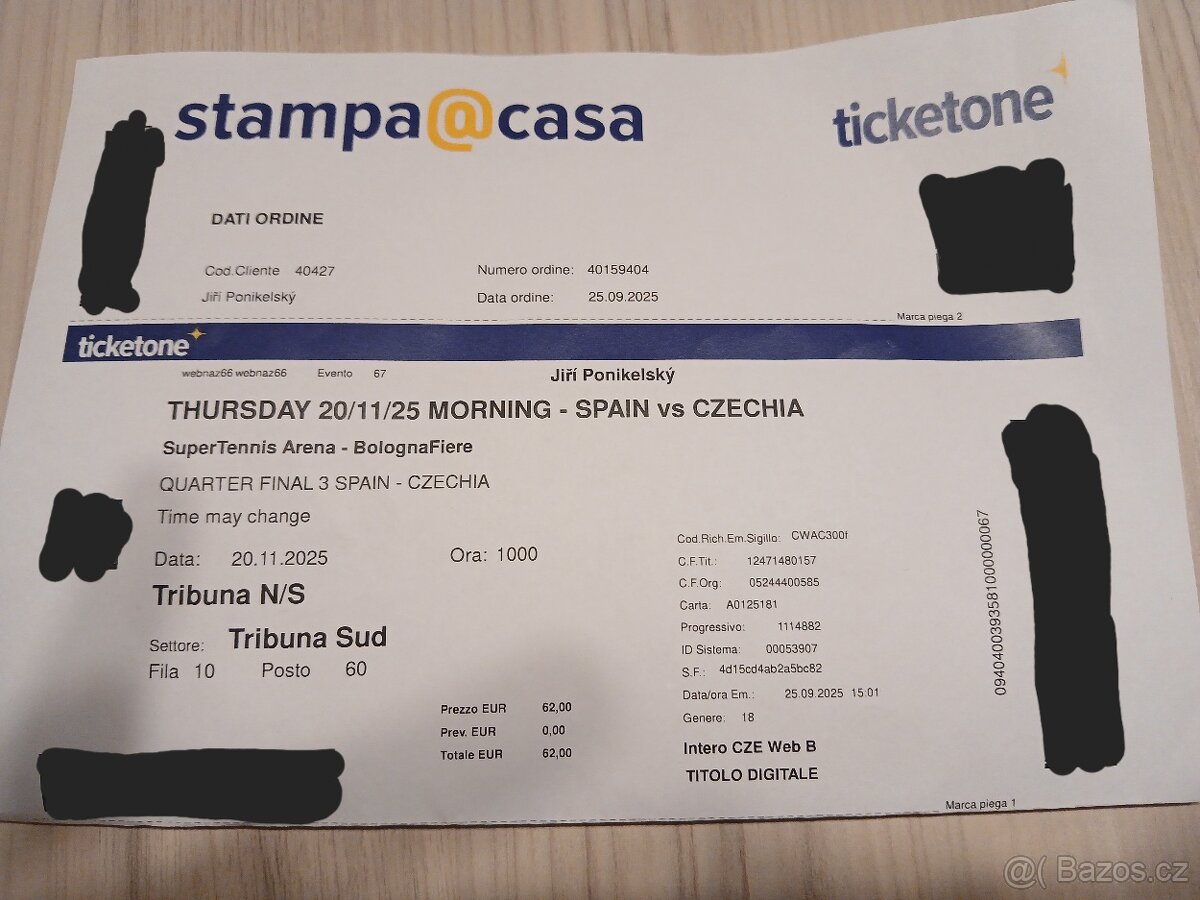 Vstupenky Davis Cup 2025 Česko - Španělsko - 2
