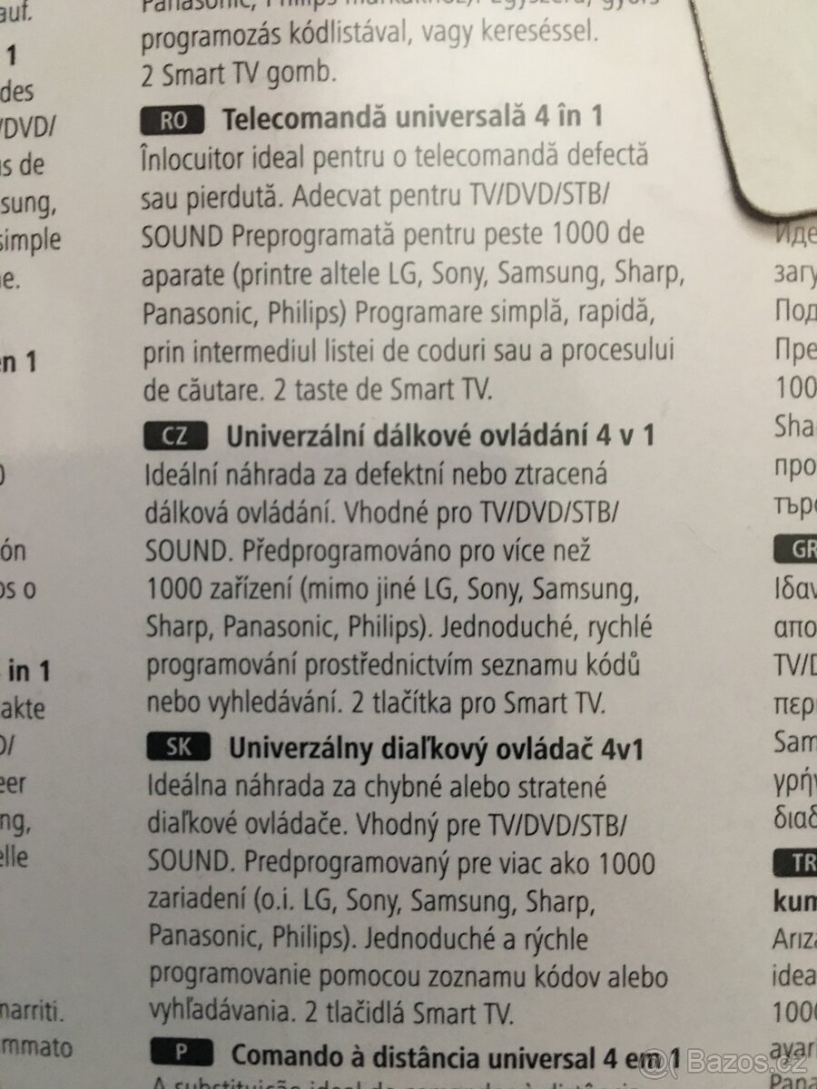 Univerzální dálkový ovladač Hama 4v1 - 2