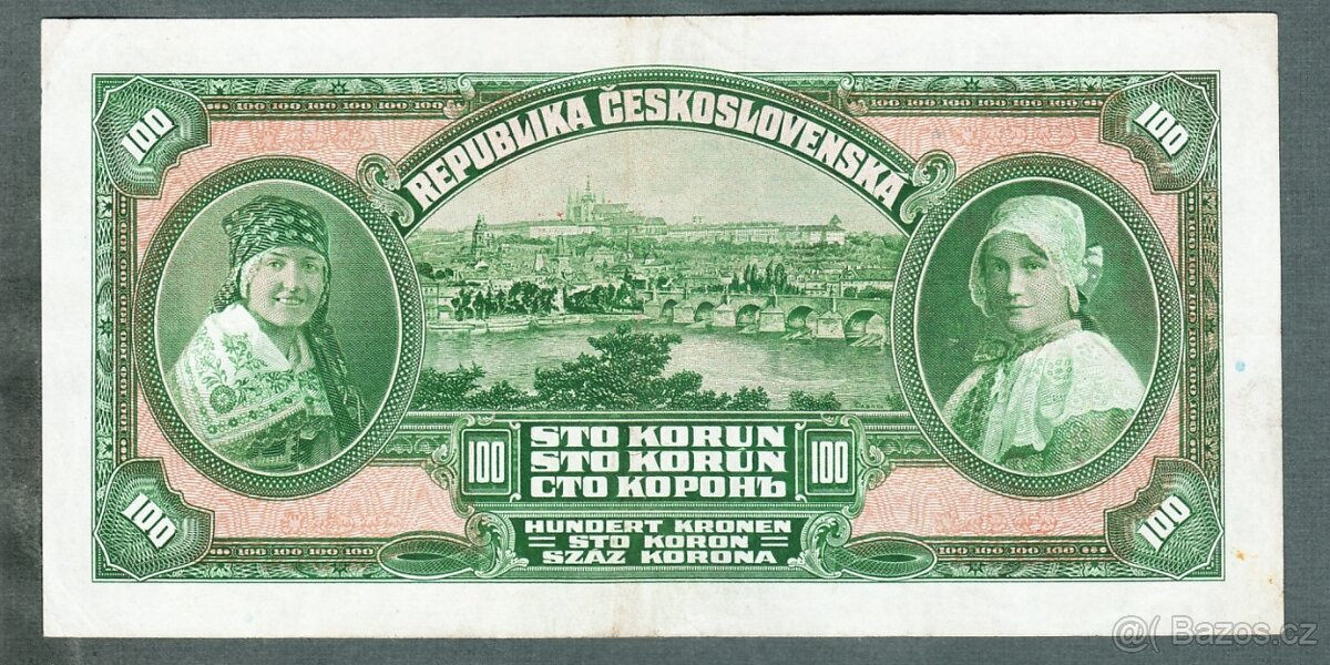 Staré bankovky 100 korun 1920 pěkný stav VZÁCNÁ - 2