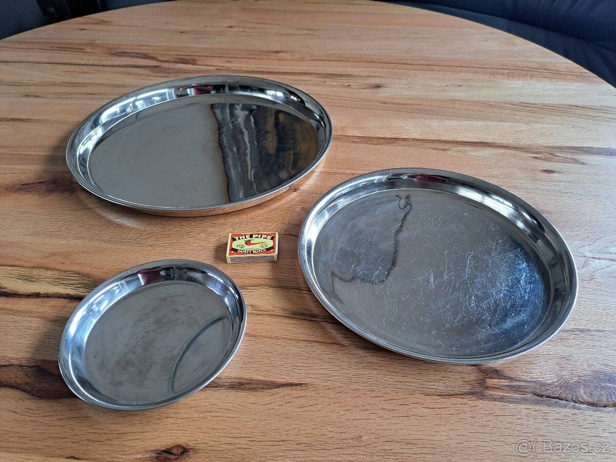 Kvalitní nerezové tácy - servírovací podnosy, 3 ks - levně - 2