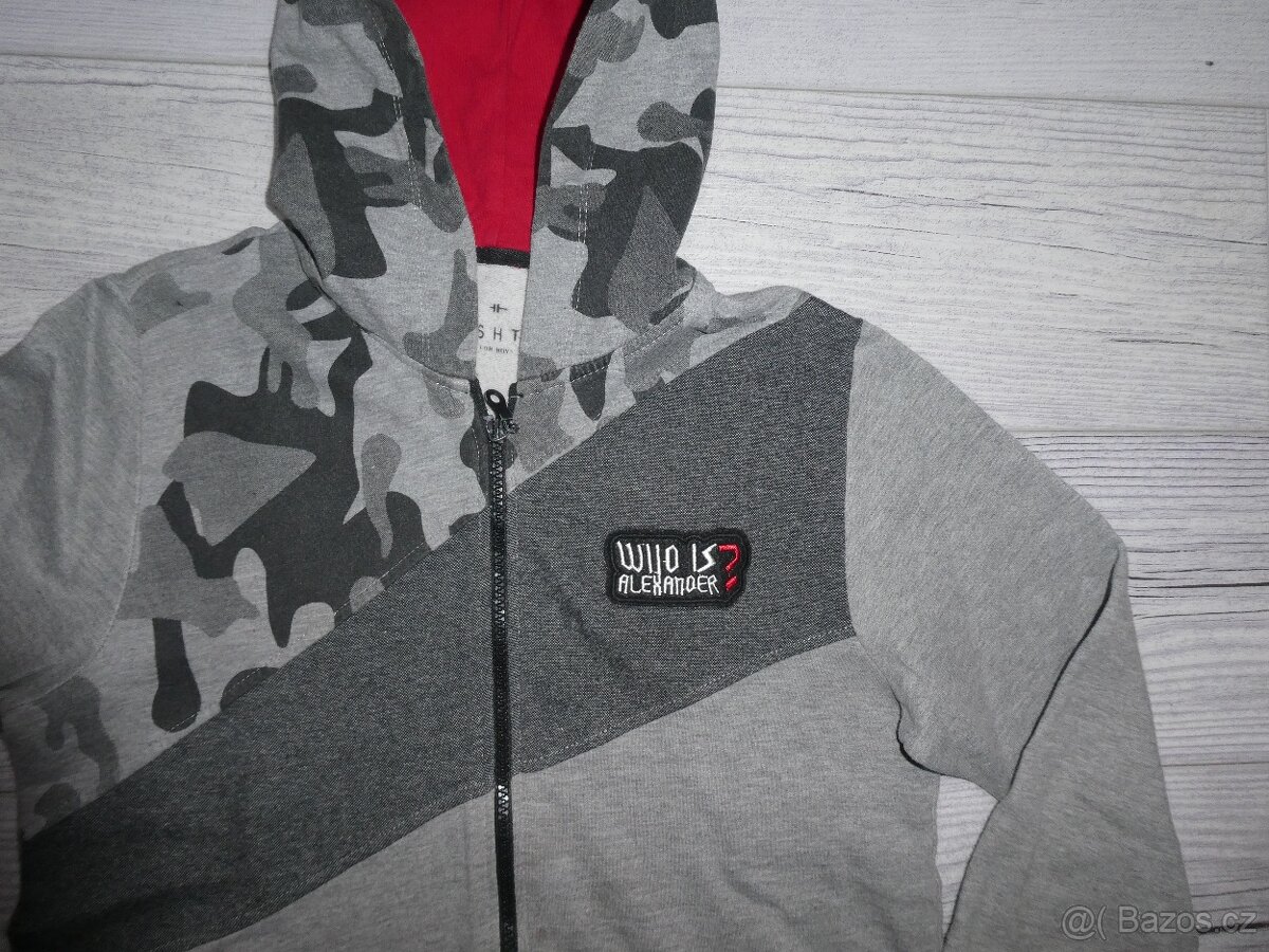 Chlapecká šedá mikina s kapucí na zip na 14 let zn. HASHTAG - 2