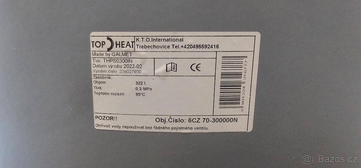 Akumulační nádrž stacionární s izolací 300 l - 2