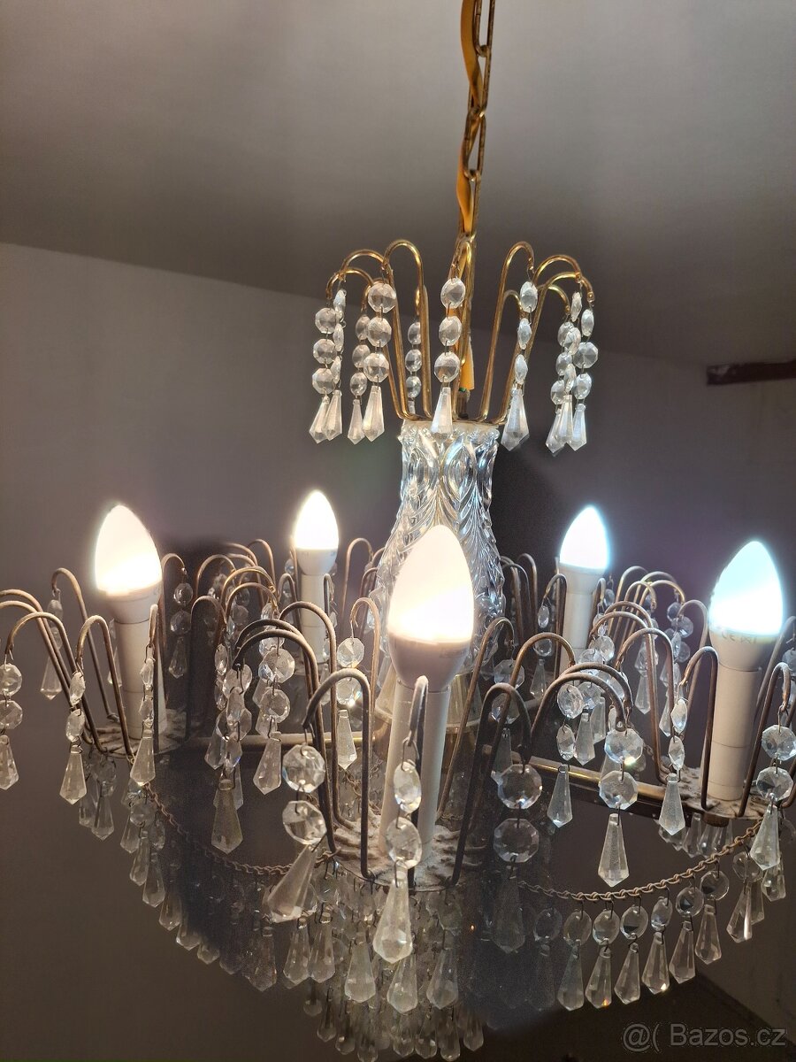 Lustr křišťálový a dvě lampičky - 2