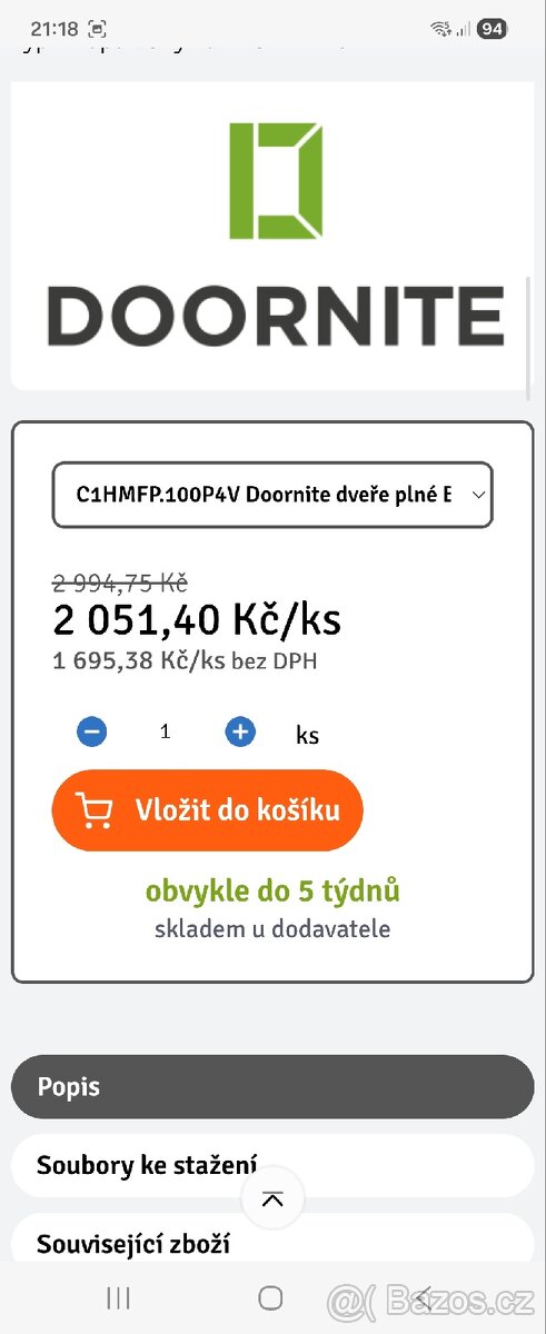 Doornite dveře plné BASIC bílý lak 100 P - 2
