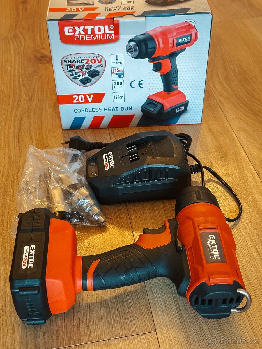 AKU horkovzdušná pistole EXTOL PREMIUM s baterií 2 Ah - 2