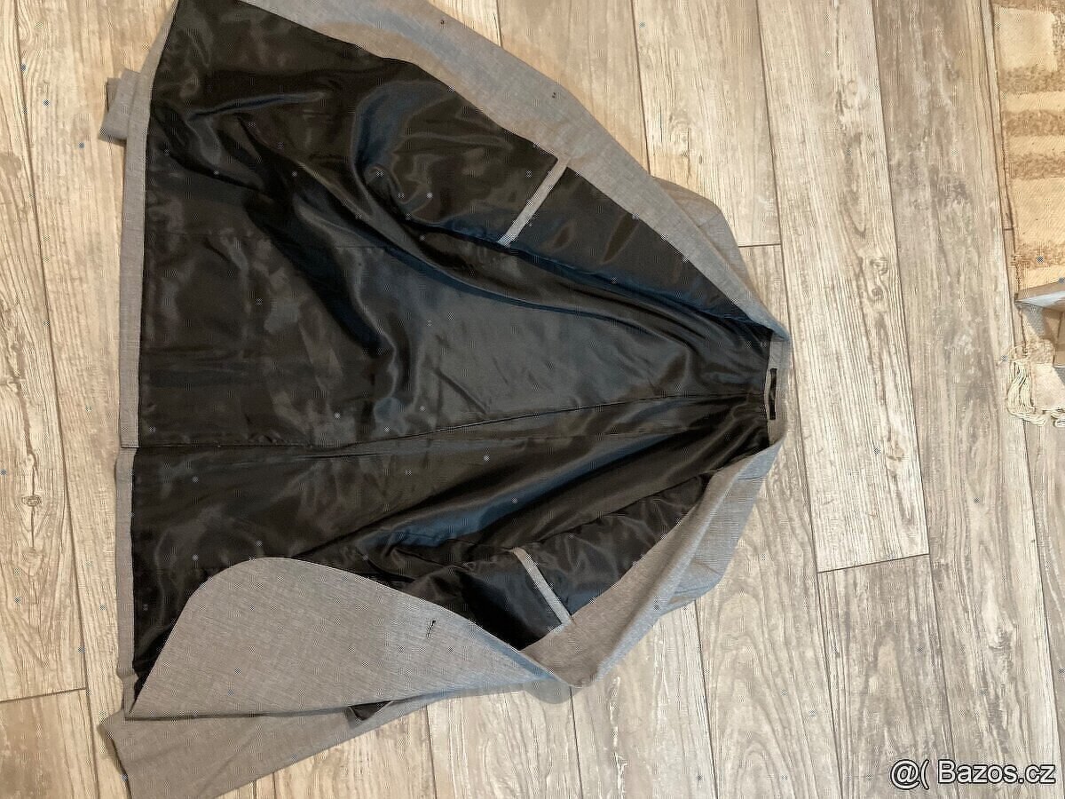 👔 Komplet pánský oblek (šedý) + košile + boty – TOP stav - 2