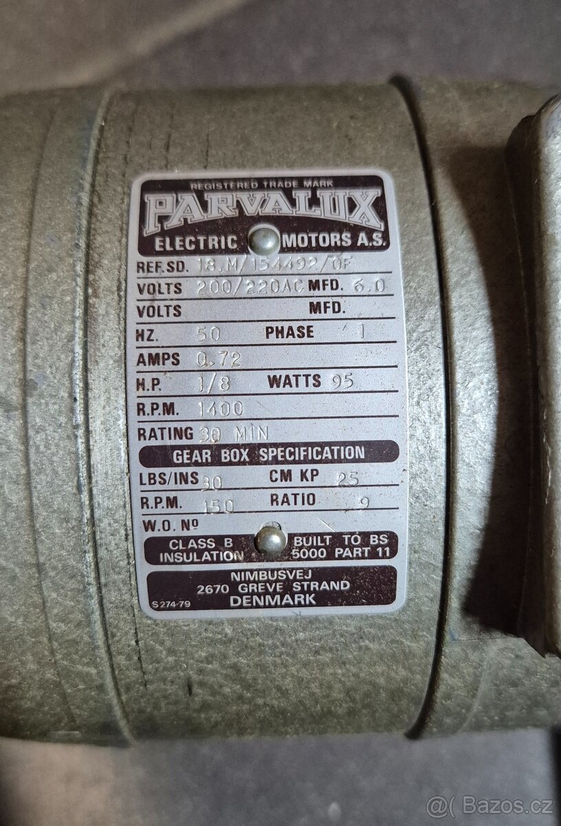 Elektromotor Parvalux 90W s prevodovkou - 2