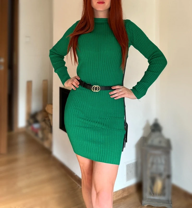 Nové zelené svetrové šaty vel. S - 2