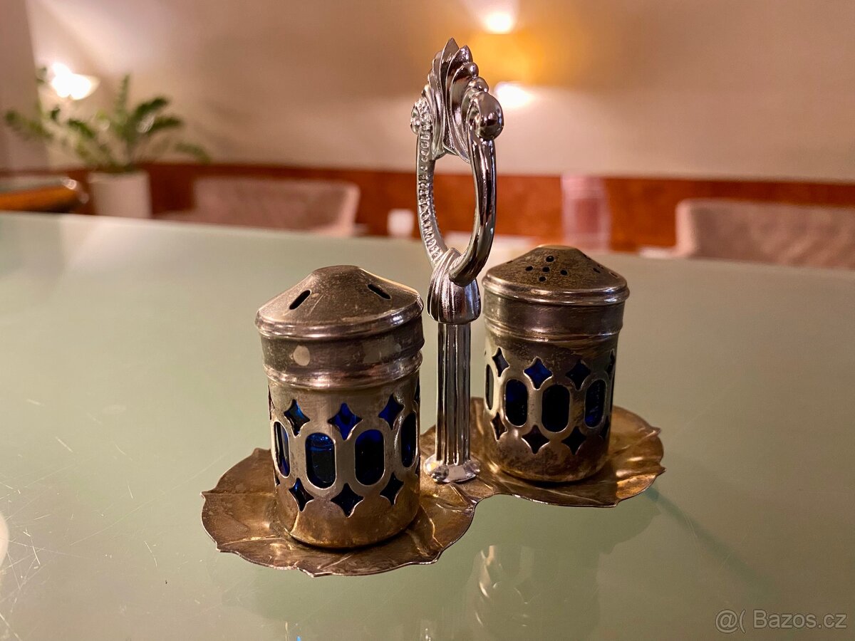 Starožitné Modré Skleněné Slánky A Pepřenky - 2