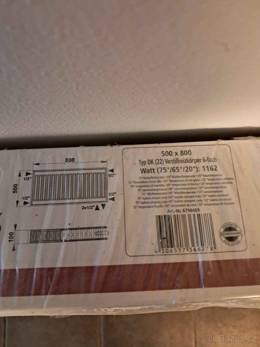 Radiátor 500 X 800 mm nový - 2