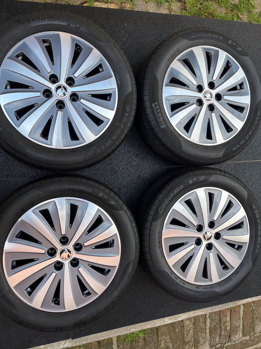 ☀️Orig. Alu škoda Superb “Drakon” 215/55/17 letní pneu - 2