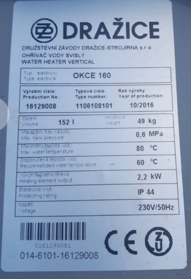 Bojler Drazice OKCE 160 - 2