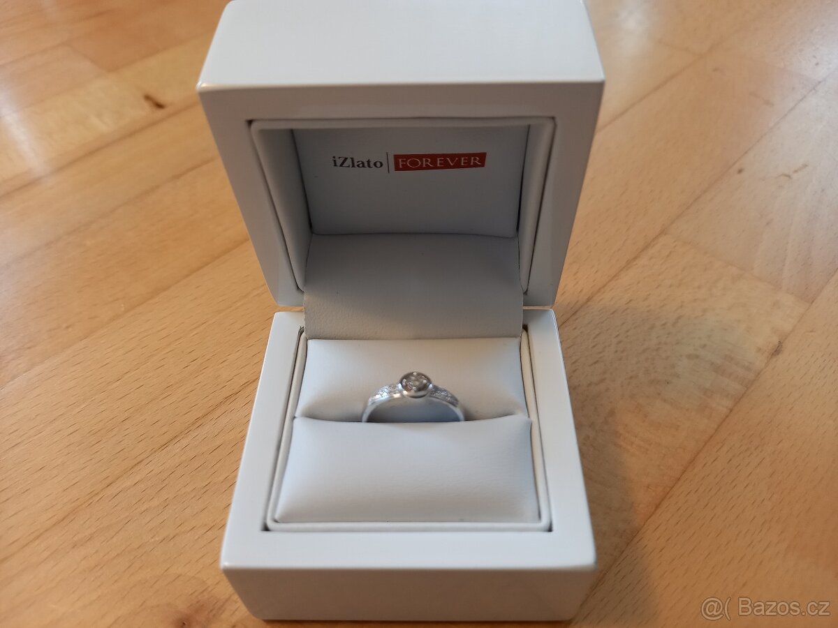 Briliantový zásnubní prsten z bílého zlata 0,08 ct NOVÝ - 2