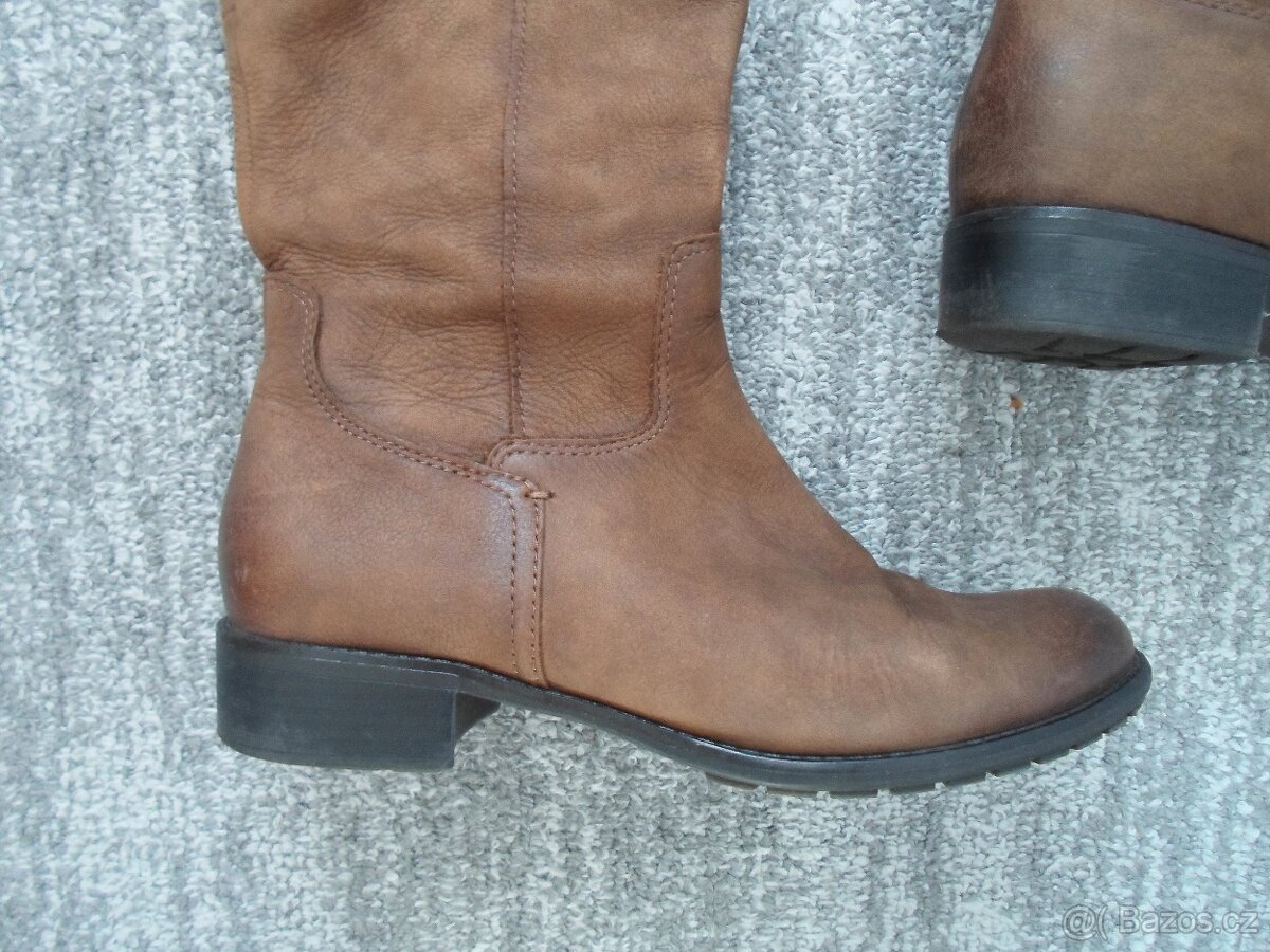Hnědé kožené boty kozačky Baťa - 39 - 2