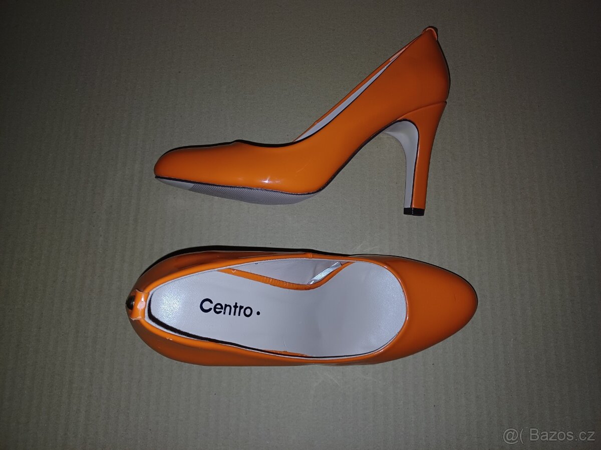Oranžové lakované lodičky vel.37 - 2