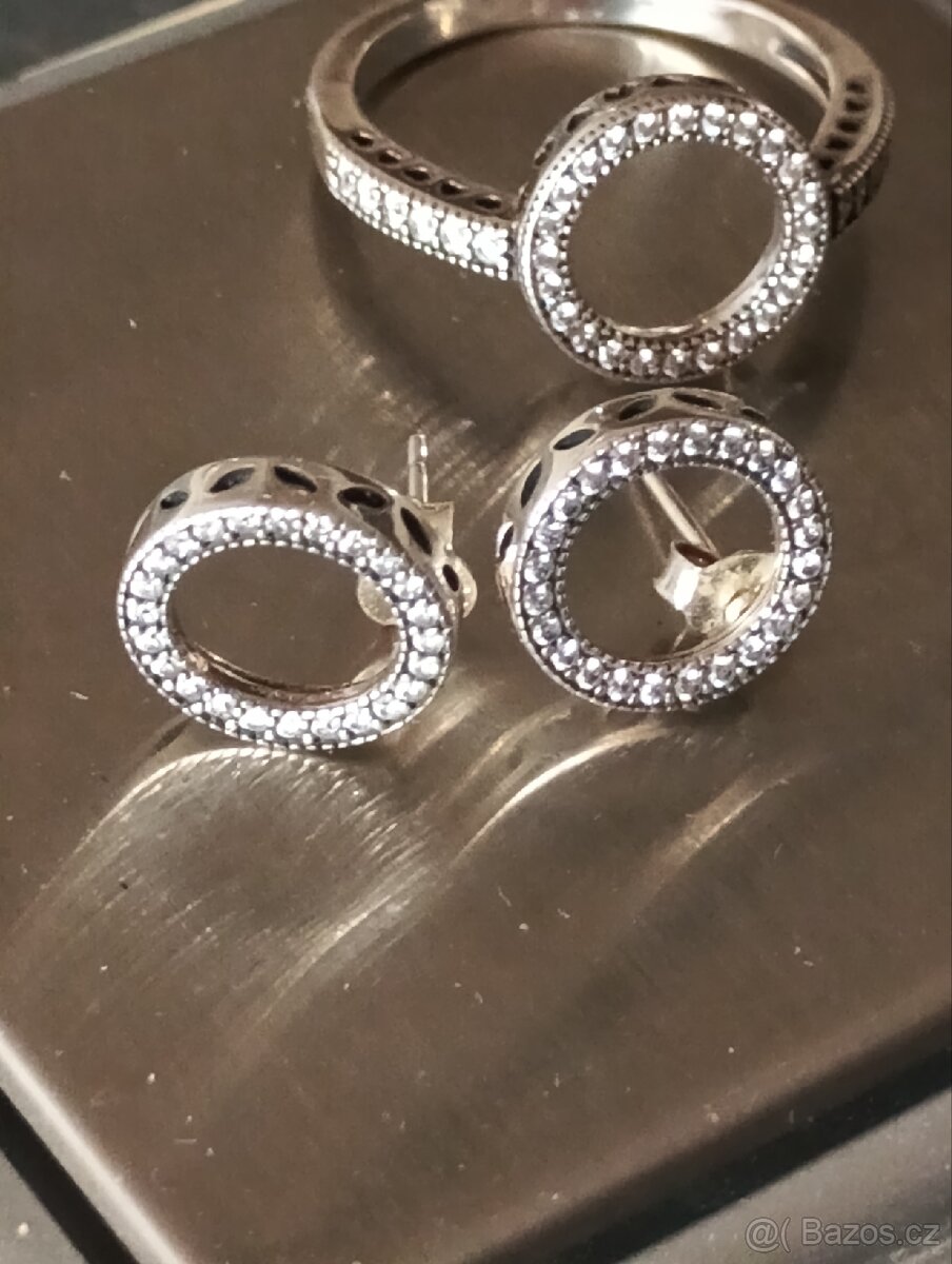 Stříbrná souprava náušnice a prsten - 2