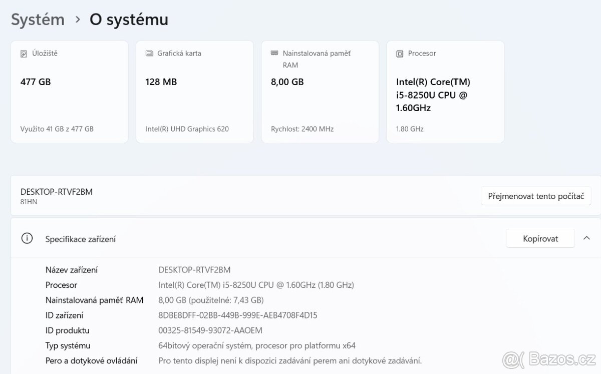 Lenovo V130-15IKB,i5-8250U,WIN 11,SSD 512GB,RAM 8GB,15.6 pal - 2