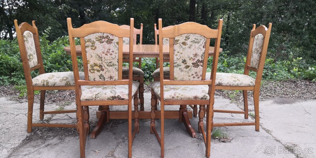 Rozkládací jídelní stůl + 6x židle - 2