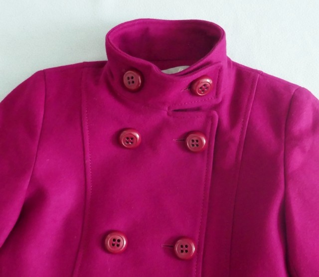 Kvalitní fuchsiový zimní vlněný kabát/paleto,vel. S, zn.Etam - 2