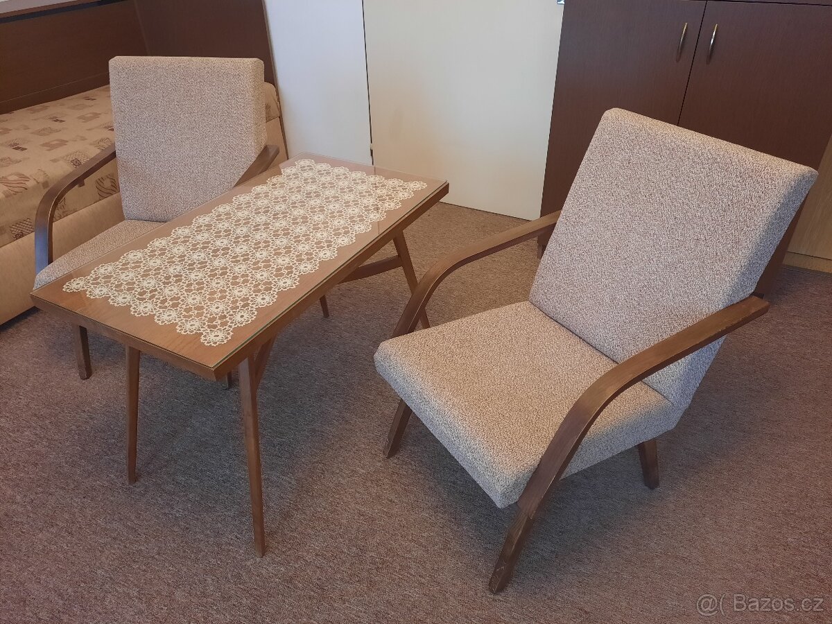 2 retro křesla s konferenčním stolkem - 2