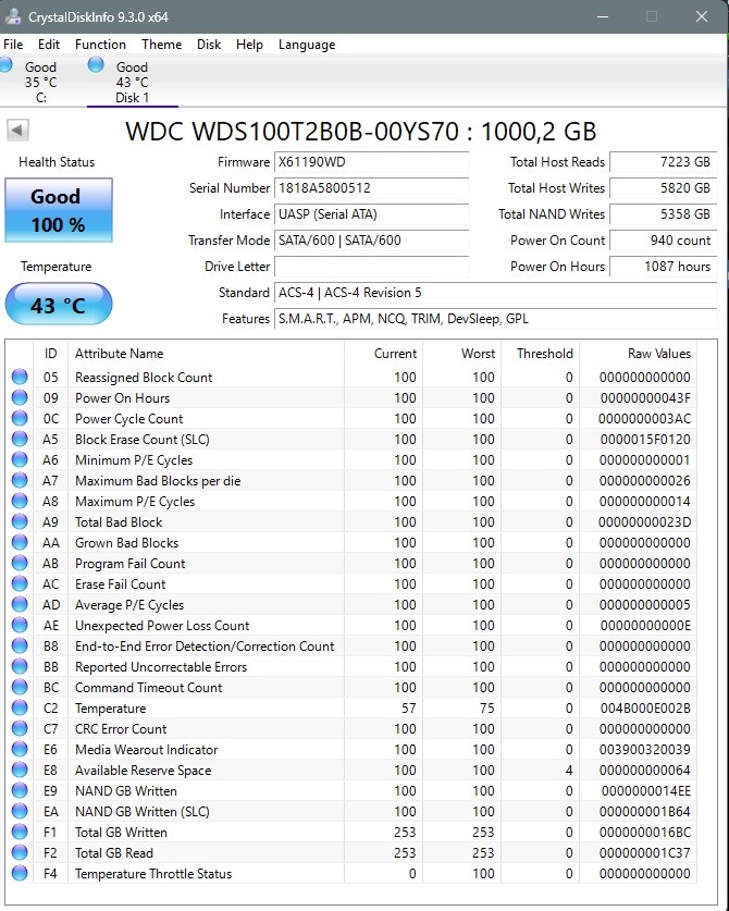 WD SSD 1TB m.2 SATA - 2