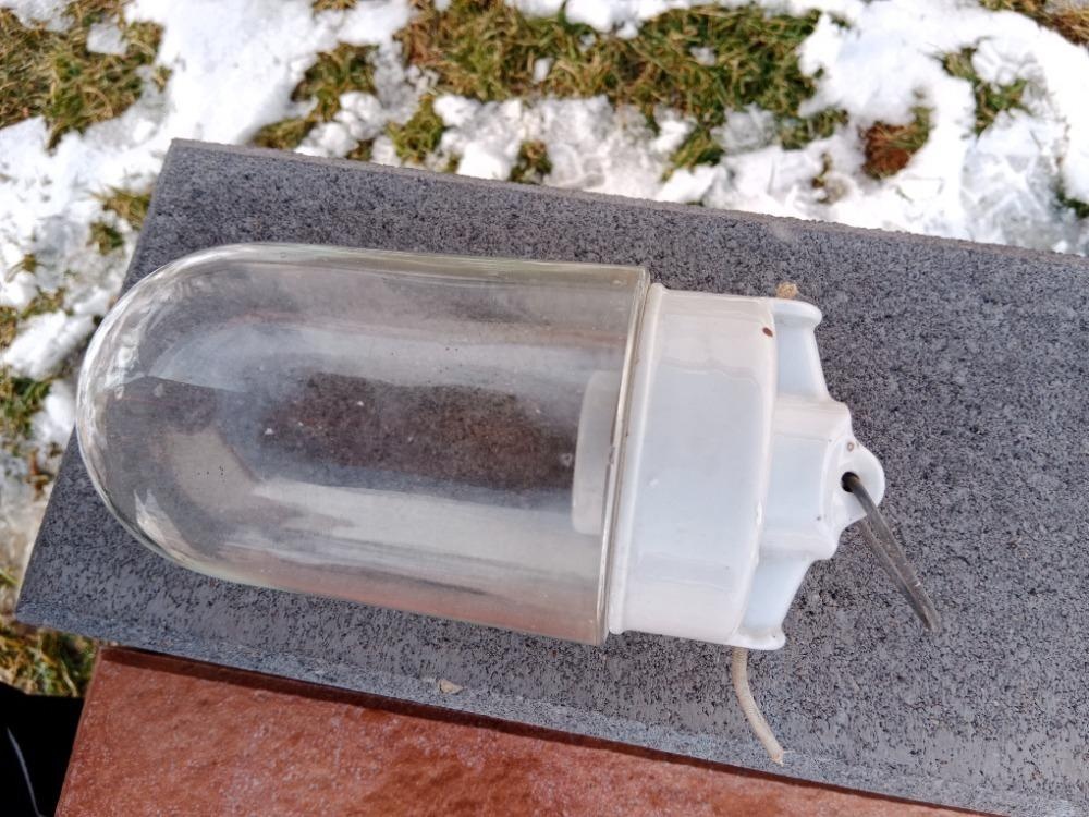 Stara sklokeramicka zavesna lampa - 2