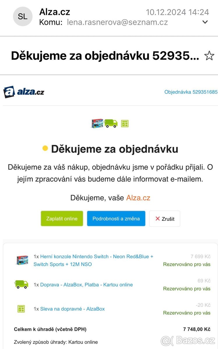 Nintendo Switch – TOP stav, skoro nepoužívaný + hry + příslu - 2