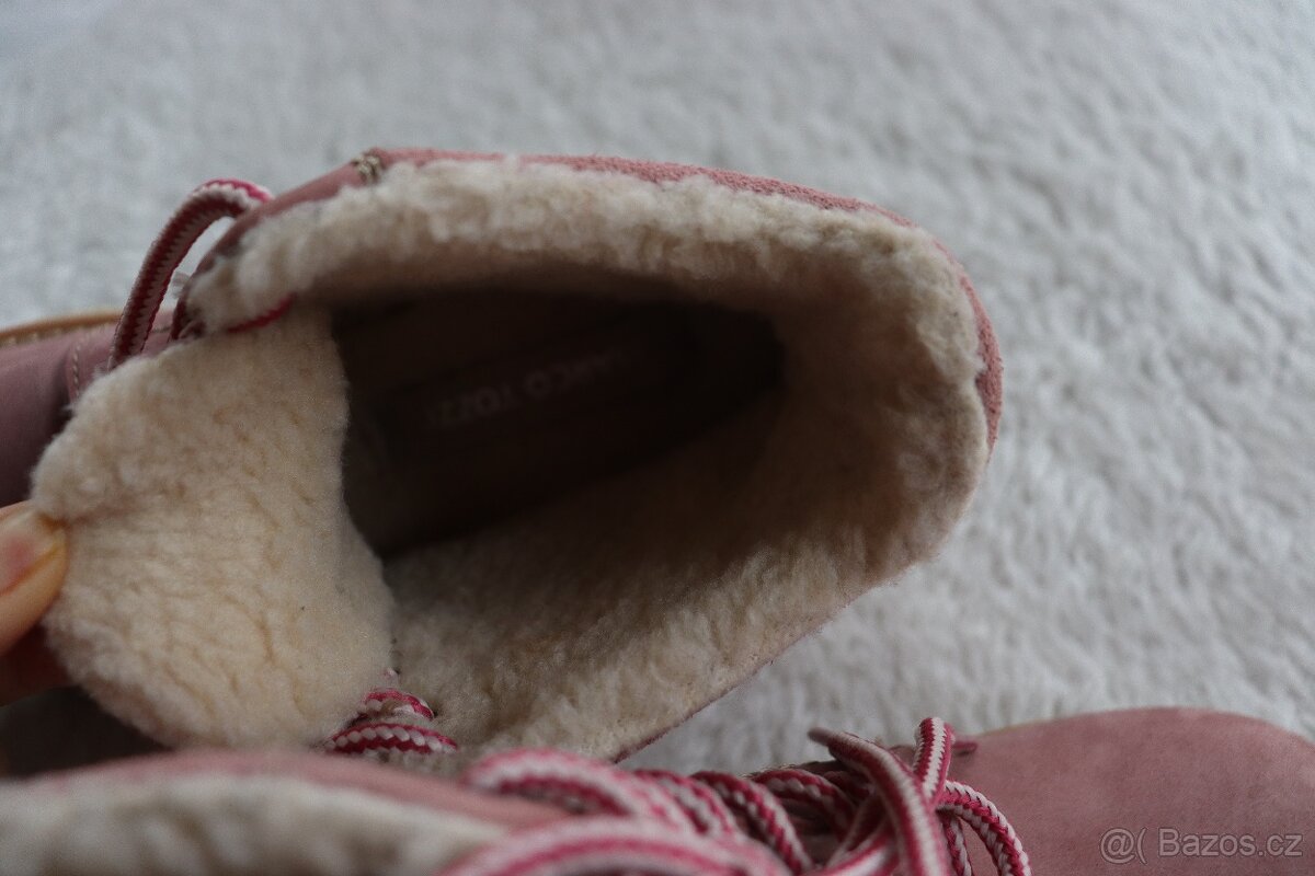 Kůže teplé boty/workery s kožíškem Marco Tozzi - 2