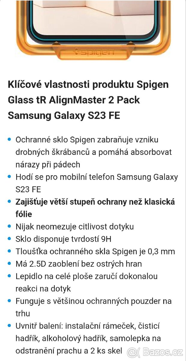 Spigen Glass tR AlignMaster 2 Pack Samsung Galaxy S23 FE - 2