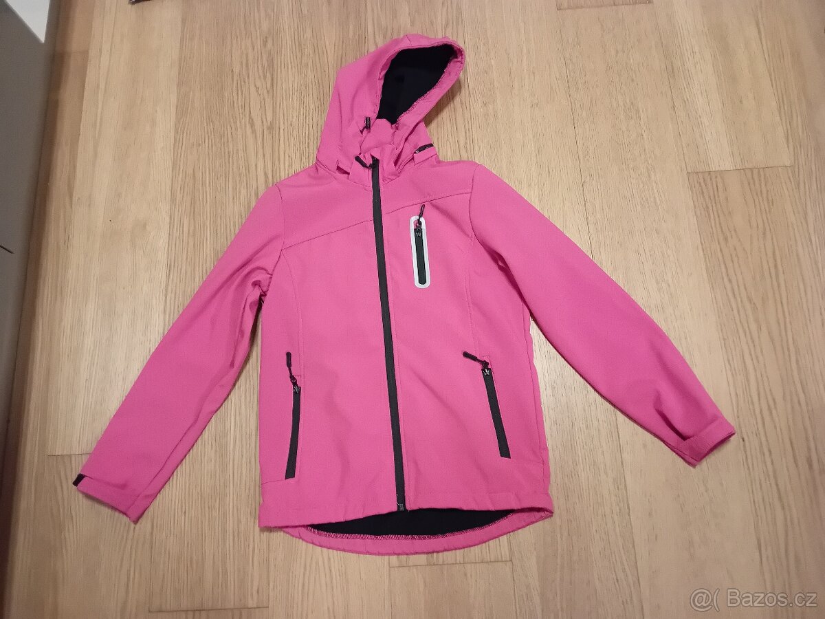 Softshellová bunda růžová, vel. 158 - 2