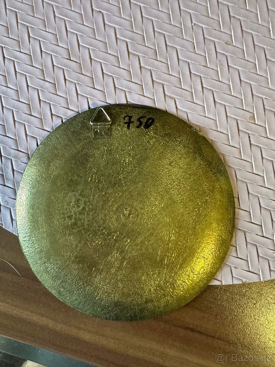 Retro Dekorativní smaltova ozdobná deska/podtacek bronz - 2