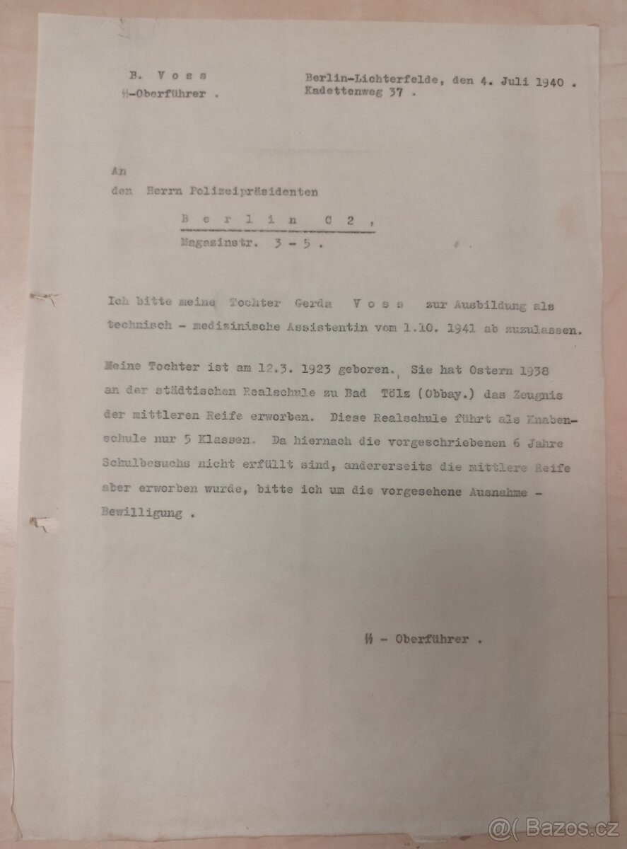 DOKUMENTY PO GENERÁL SS BERNHARD VOSS 2 - 2