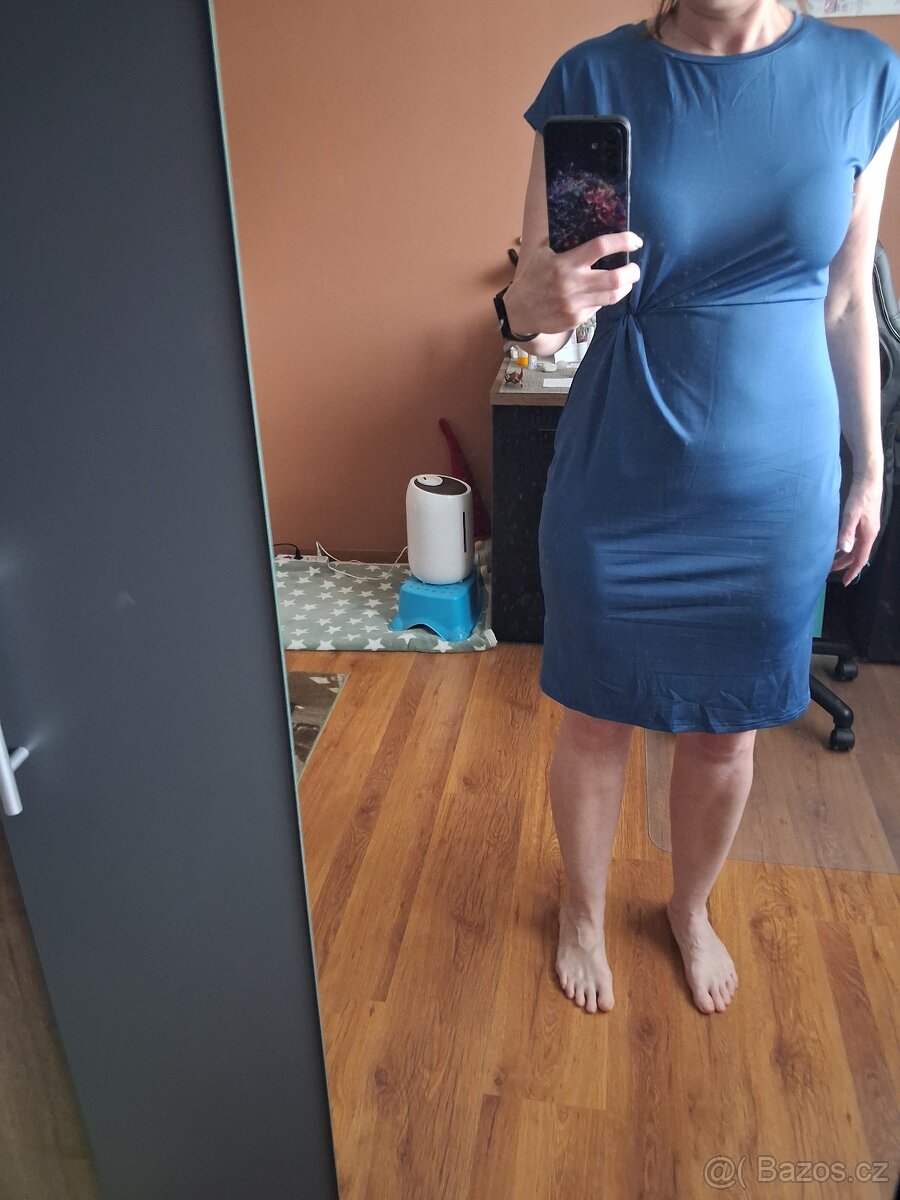 Nové modré elastické šaty vel.L Nové - 2