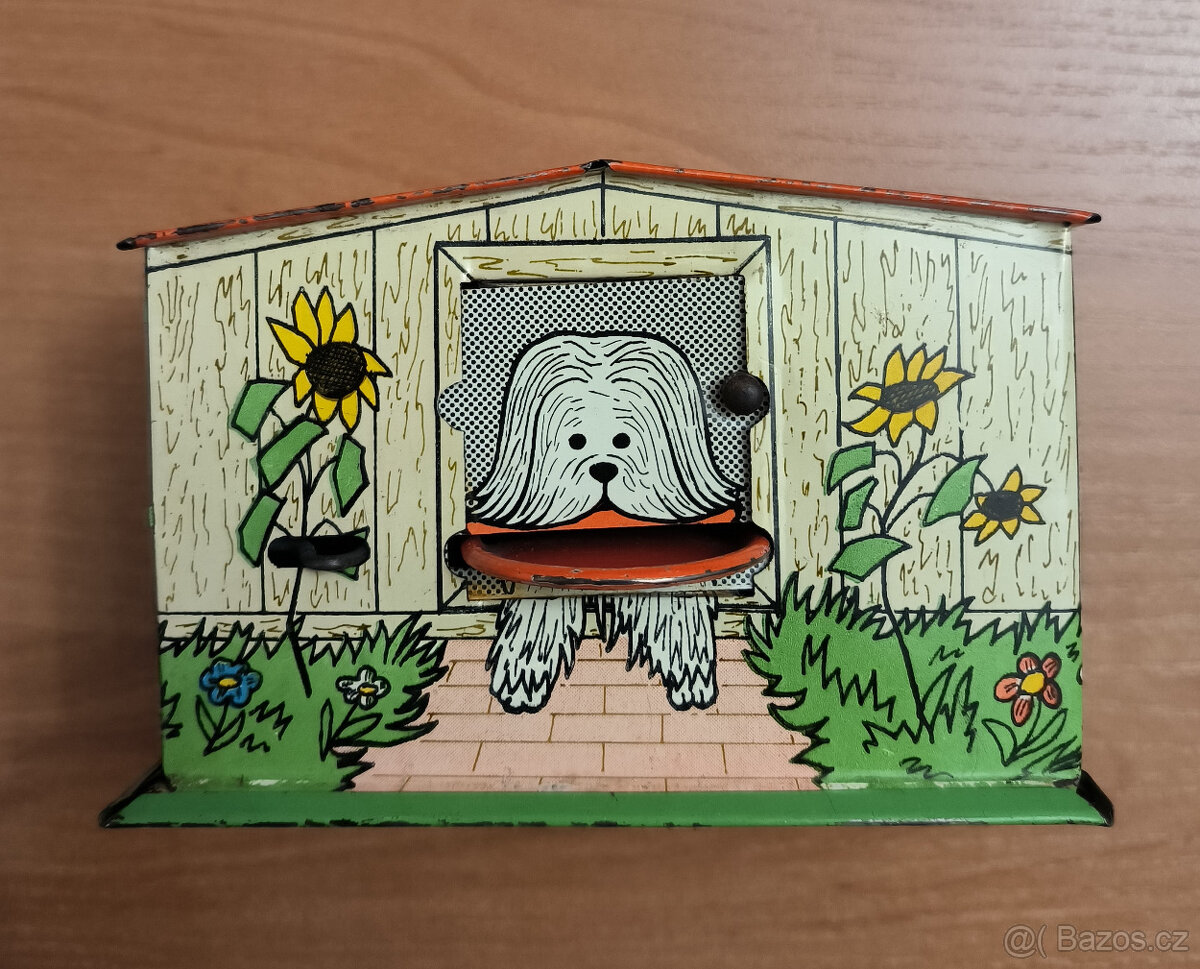 Starožitná plechová pokladnička na mince - 2