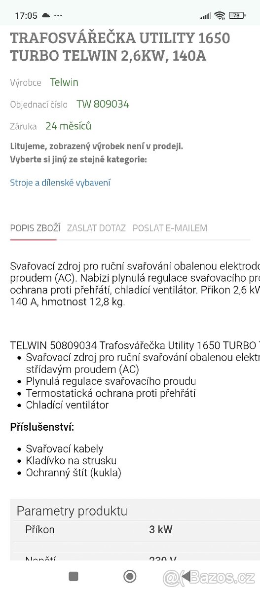 Trafosvařečka 1650,2,6kw - 2