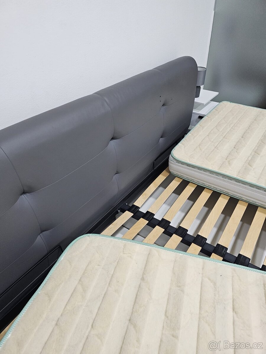 Postel 200×200 s polohovacím roštem a matrací - 2