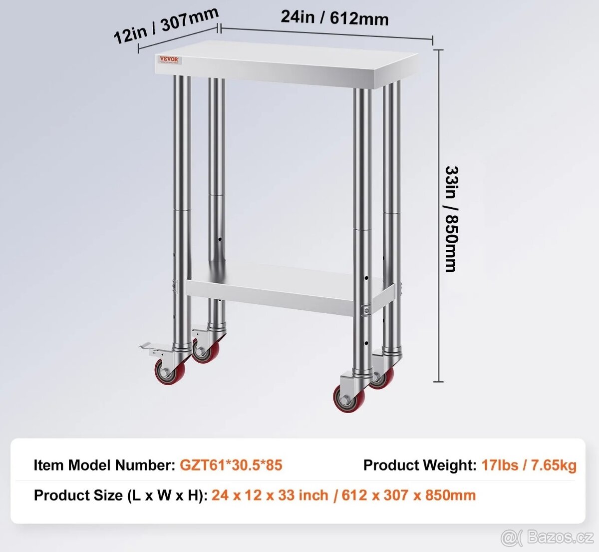 Nerezový pracovní stůl Vevor - 2
