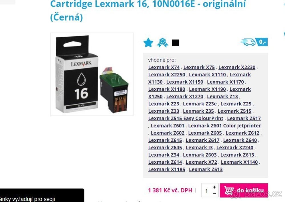 Cartridge Lexmark 16 black nerozbalená - 2
