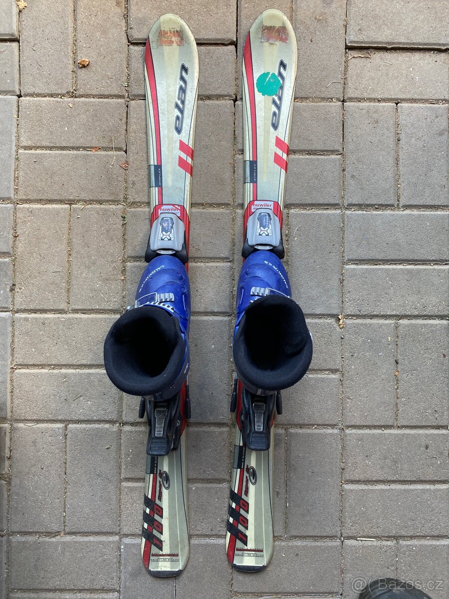Lyže 100cm, lyžáky 20/20.5 247mm, vázání. Komplet - 2