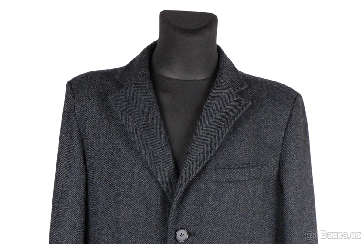 Vlněný pánský šedočerný kabát MADISON AVENUE vel. L - 2