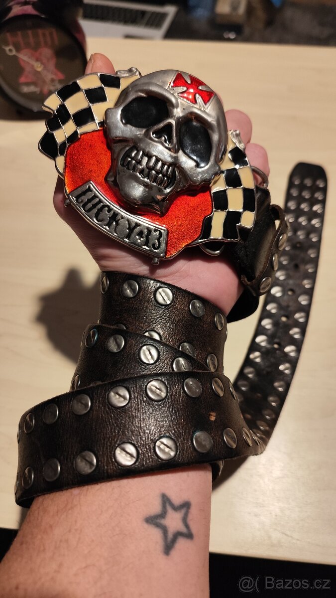 Masivní studded kožený opasek - 2