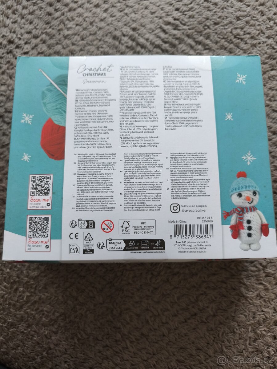 Háčkovací souprava Sněhulák 23 cm/ Nová - 2