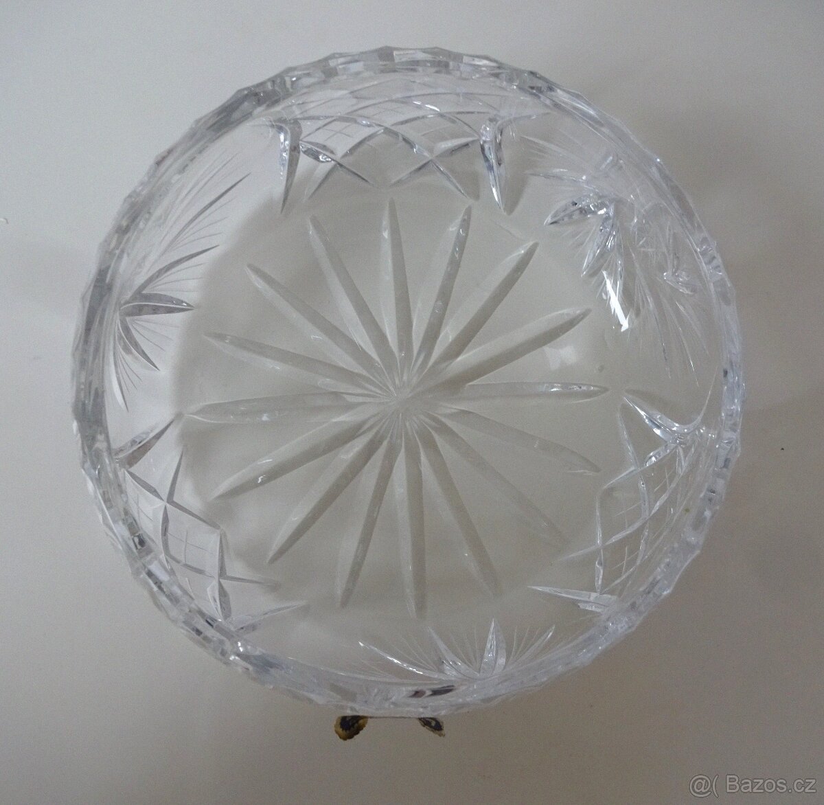 Starožitná skleněná mísa - broušené křišťálové sklo - 2