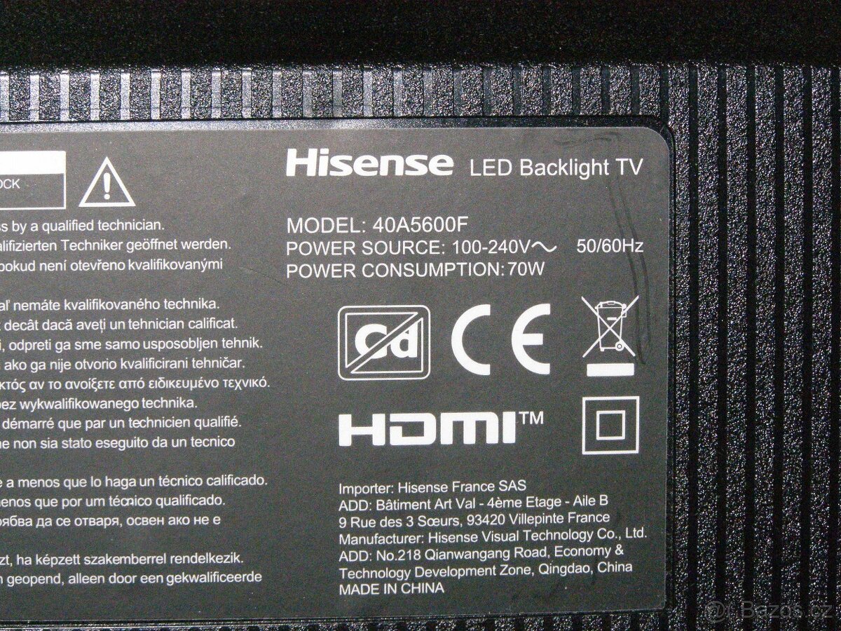 Prodám LED-Hisense 40A5600F - 2