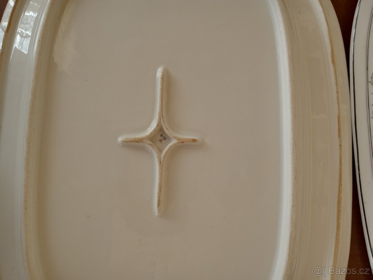 2 oválné porcelánové mísy vrcholná secese - 2