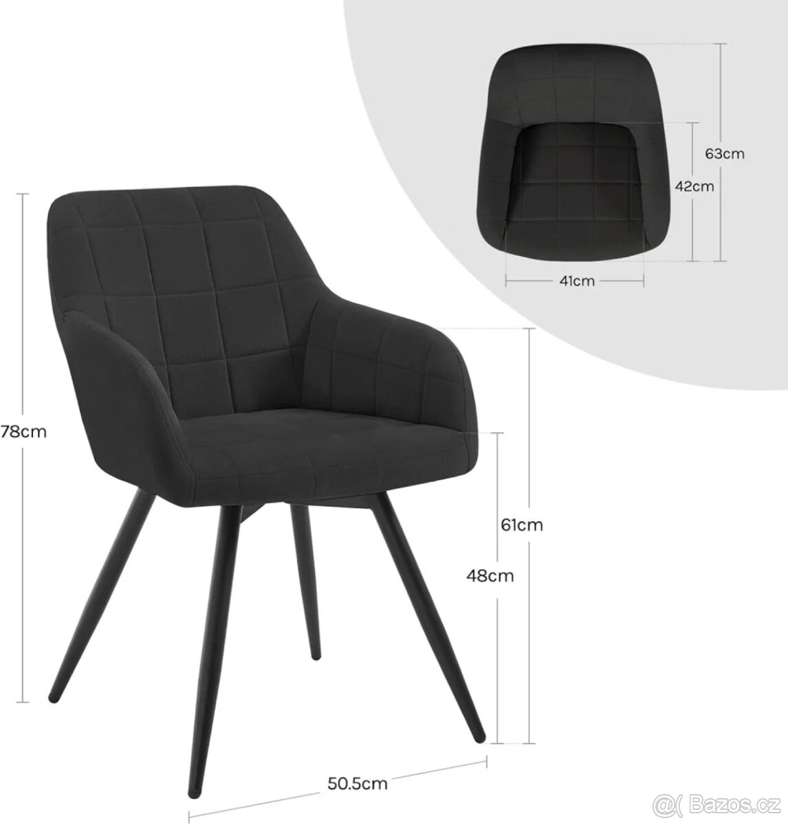 Jídelní židle WOLTU, otočná židle, ergonomická sametová - 2